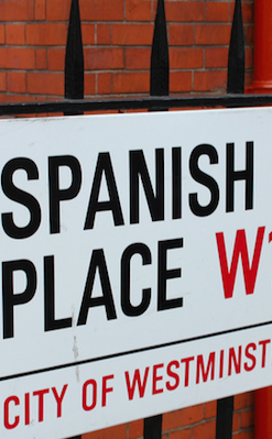 A signpost for Spanish lessons in London